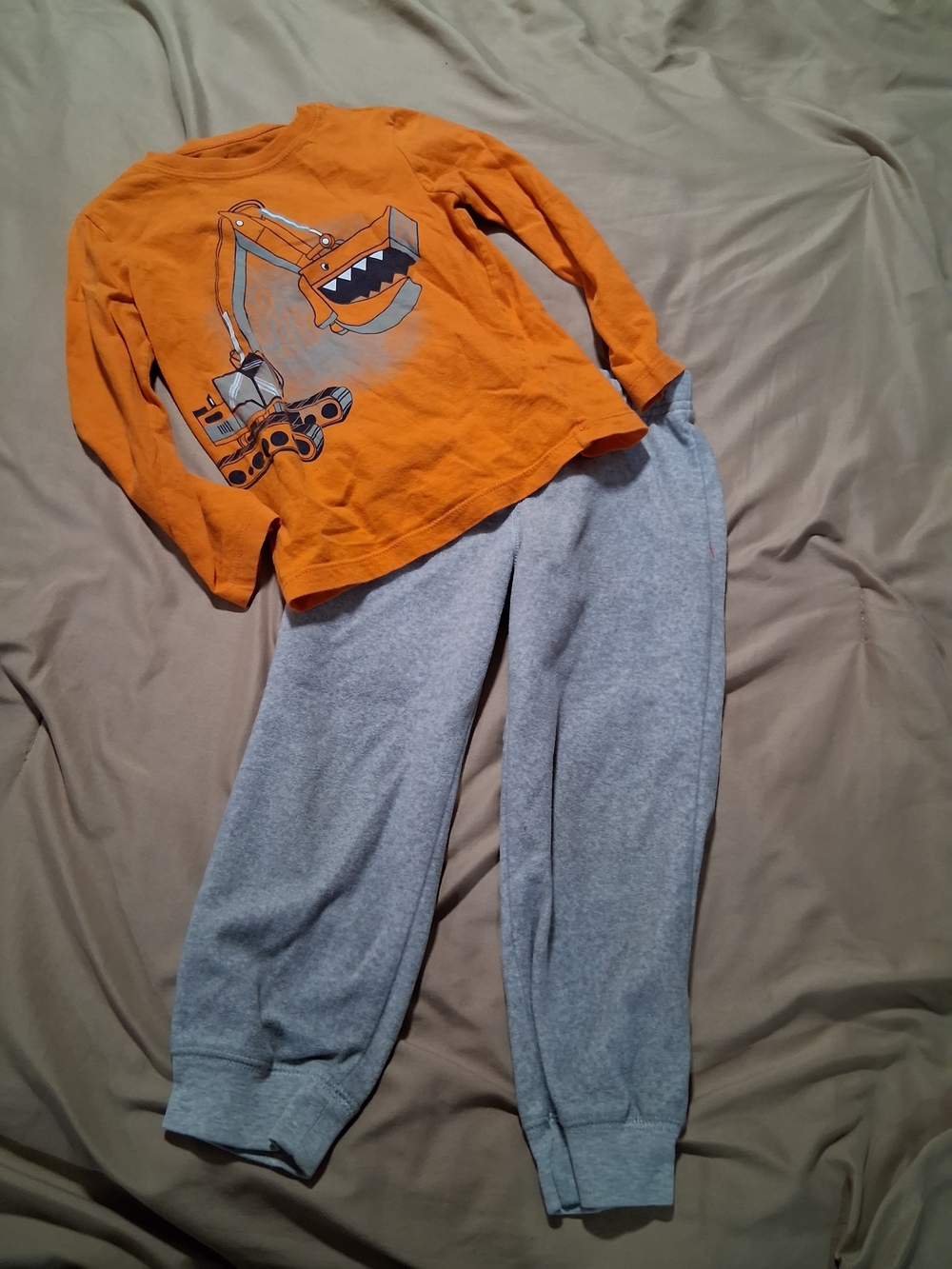 Carter's Orange Excavator Top with Gray Joggers Matching Set 3T